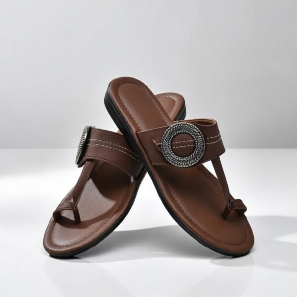 Brown Pu Casual Flat Slipper For Women