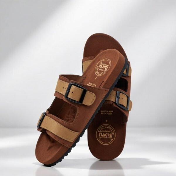 Brown Pu Casual Slipper For Men