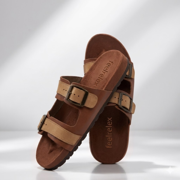 Brown Pu Casual Slipper For Men