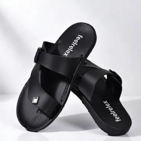 Black Pu Casual Slipper For Men